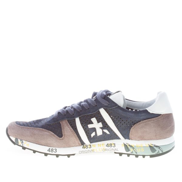 PREMIATA uomo sneaker Eric 2118 in camoscio traforato BLU e grigio - immagine 5