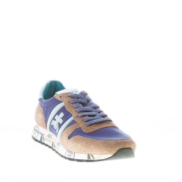 PREMIATA uomo sneaker Eric 5171 in camoscio FANGO e tessuto BLU - immagine 2