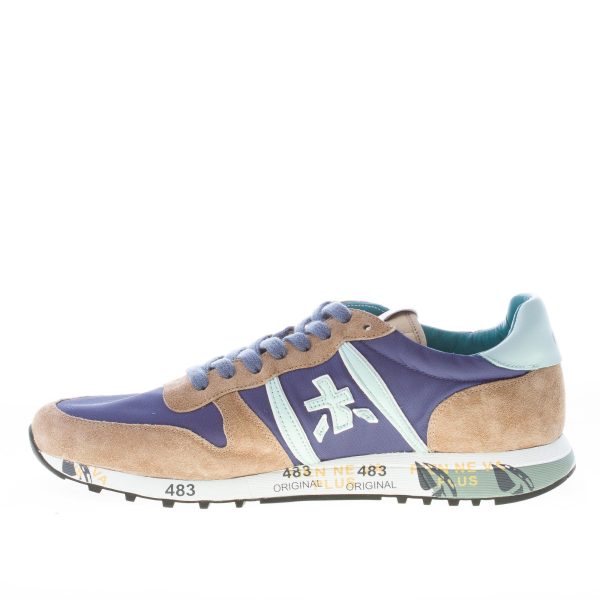 PREMIATA uomo sneaker Eric 5171 in camoscio FANGO e tessuto BLU - immagine 5