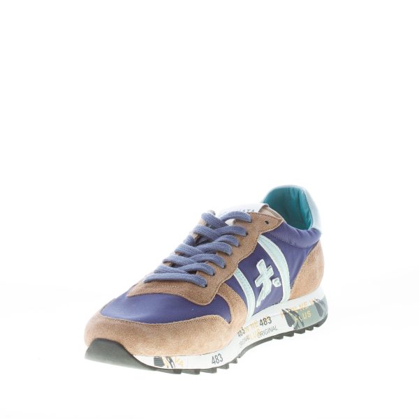 PREMIATA uomo sneaker Eric 5171 in camoscio FANGO e tessuto BLU - immagine 6
