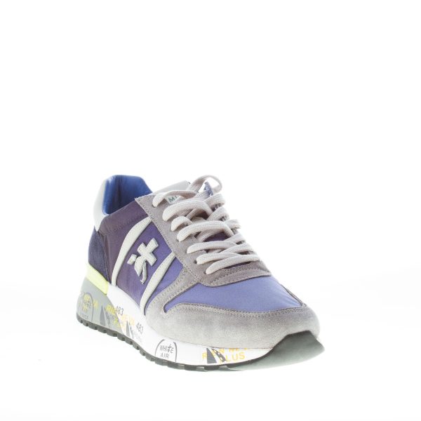 PREMIATA uomo sneaker Lander 4587 in camoscio e tessuto nylon GRIGIO e BLU - immagine 2