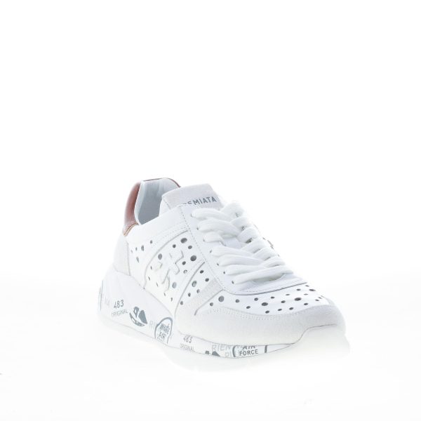 PREMIATA donna sneaker Layla 5217 in camoscio e pelle forata BIANCO - immagine 2