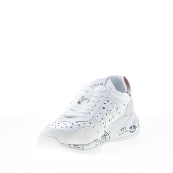 PREMIATA donna sneaker Layla 5217 in camoscio e pelle forata BIANCO - immagine 6
