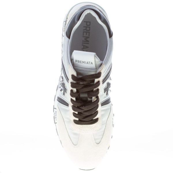 PREMIATA donna sneaker Lucy 5104 in tessuto tecnico ARGENTO e camoscio BEIGE più nero - immagine 7