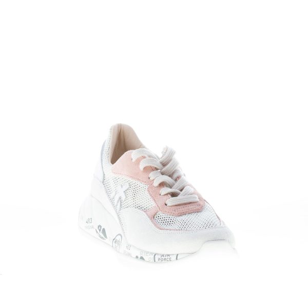 PREMIATA donna sneaker Scarlett 5230 in camoscio e tessuto traforato BIANCO più rosa antico - immagine 2