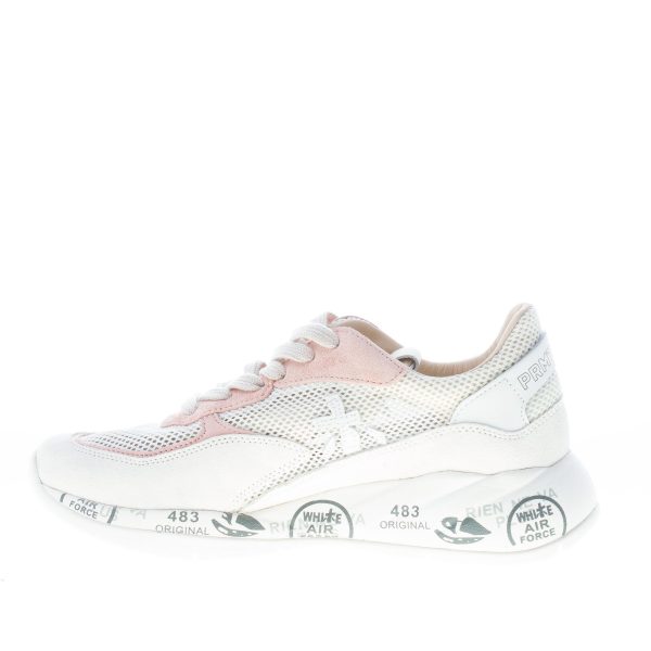 PREMIATA donna sneaker Scarlett 5230 in camoscio e tessuto traforato BIANCO più rosa antico - immagine 5