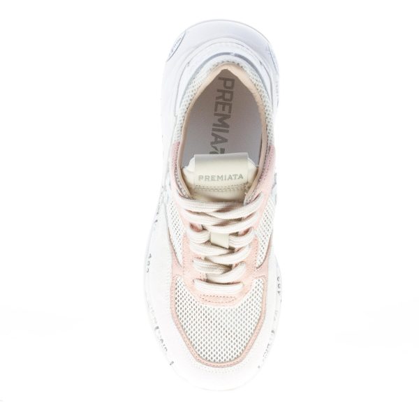 PREMIATA donna sneaker Scarlett 5230 in camoscio e tessuto traforato BIANCO più rosa antico - immagine 7