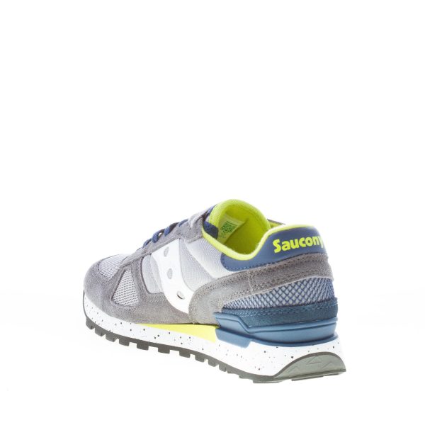 SAUCONY uomo sneaker Shadow Original in tessuto e camoscio GRIGIO più blu e giallo - immagine 4