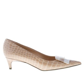 SERGIO ROSSI donna decolletè SR1 in pelle stampa cocco CIPRIA con placca. Tacco 4,5 cm