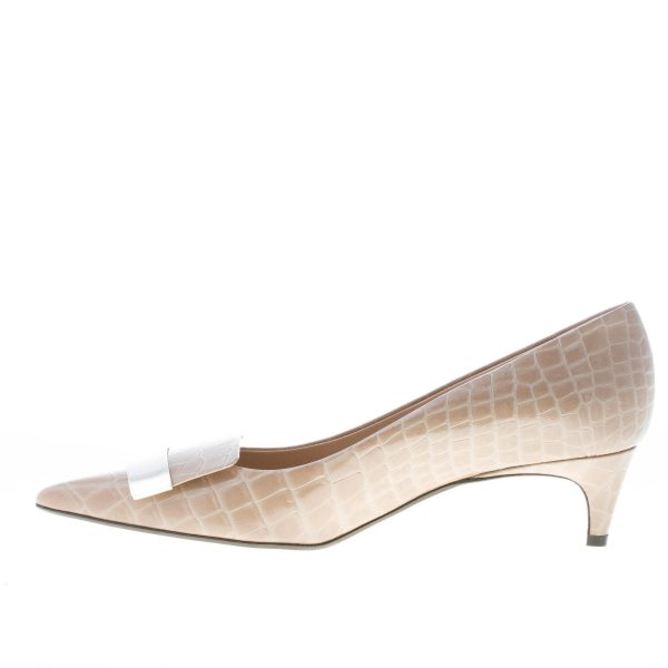 SERGIO ROSSI donna decolletè SR1 in pelle stampa cocco CIPRIA con placca. Tacco 4,5 cm - immagine 5