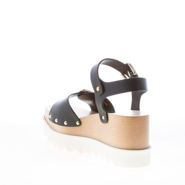 STELLA McCARTNEY donna sandalo Elyse in eco-pelle NERO con fibbie. Zeppa 8 cm - immagine 4