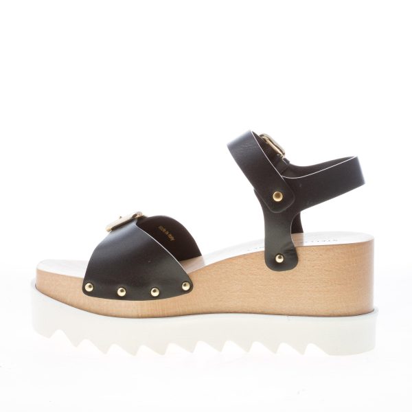STELLA McCARTNEY donna sandalo Elyse in eco-pelle NERO con fibbie. Zeppa 8 cm - immagine 5