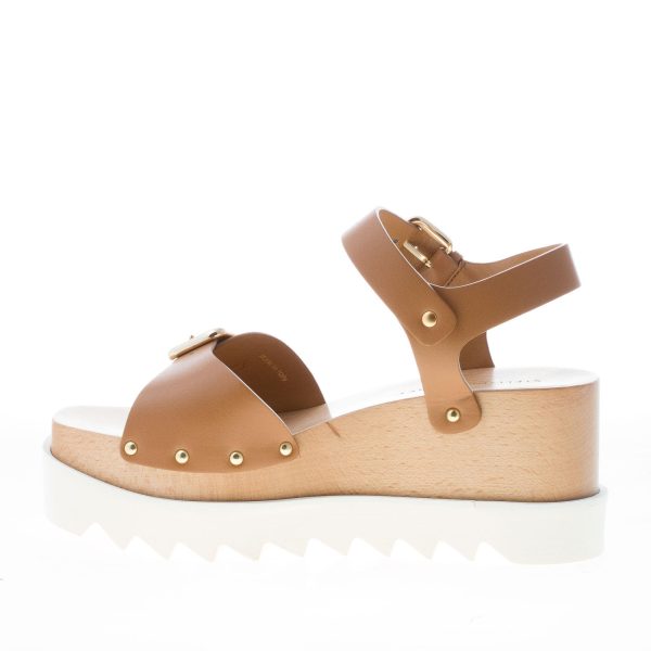 STELLA McCARTNEY donna sandalo Elyse in eco-pelle CUOIO con fibbie. Zeppa 8 cm - immagine 5