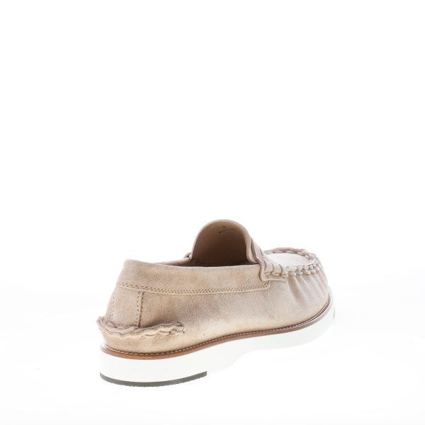 TOD'S uomo mocassino in camoscio BEIGE con mascherina e suola in gomma - immagine 3