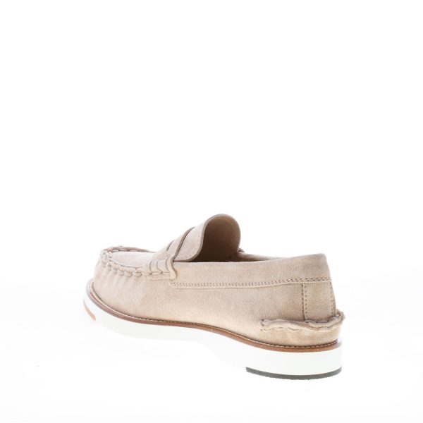 TOD'S uomo mocassino in camoscio BEIGE con mascherina e suola in gomma - immagine 4