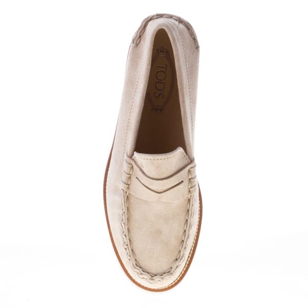 TOD'S uomo mocassino in camoscio BEIGE con mascherina e suola in gomma - immagine 7
