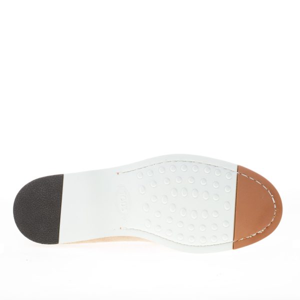 TOD'S uomo mocassino in camoscio BEIGE con mascherina e suola in gomma - immagine 8