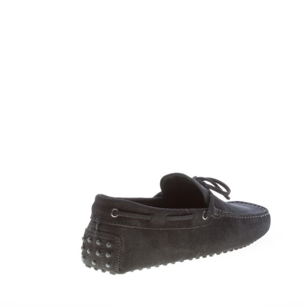 TOD'S uomo mocassino in camoscio NERO con laccetto. Suola gommini - immagine 3
