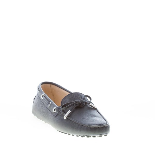 TOD'S donna mocassino gommini in pelle martellata BLU con laccetto - immagine 2