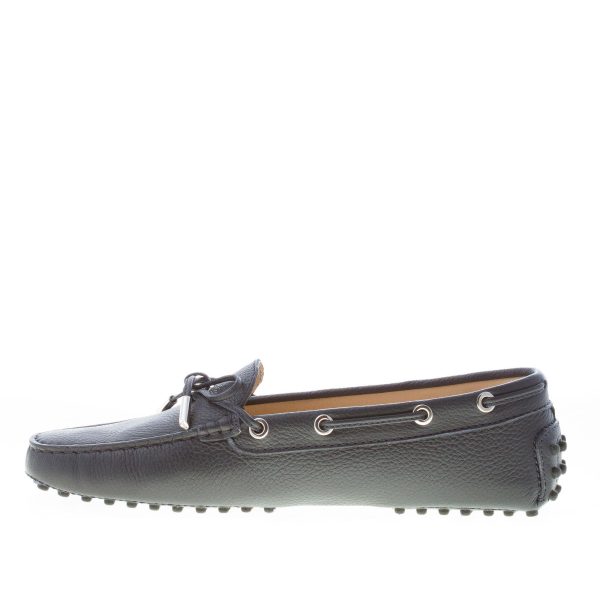 TOD'S donna mocassino gommini in pelle martellata BLU con laccetto - immagine 5