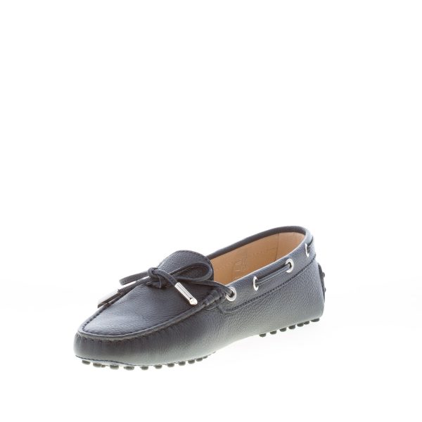 TOD'S donna mocassino gommini in pelle martellata BLU con laccetto - immagine 6