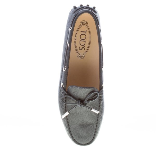 TOD'S donna mocassino gommini in pelle martellata BLU con laccetto - immagine 7