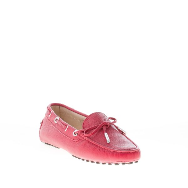 TOD'S donna mocassino gommini in pelle martellata ROSSO con laccetto - immagine 2