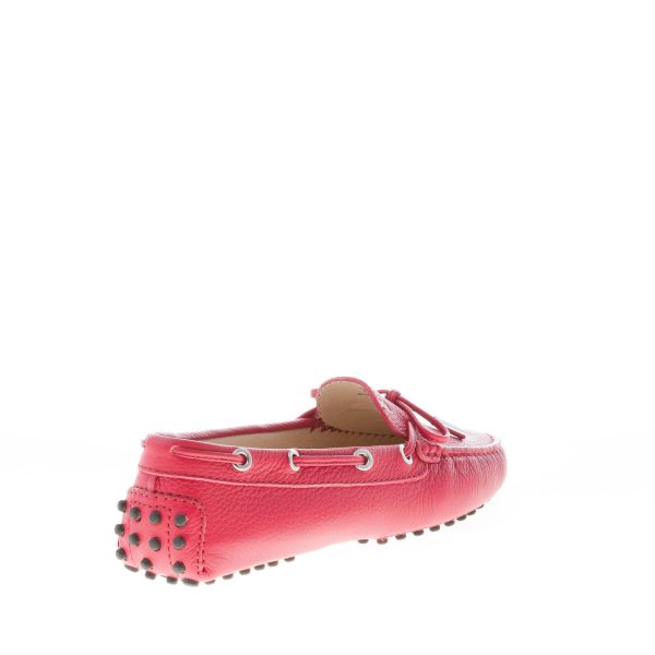 TOD'S donna mocassino gommini in pelle martellata ROSSO con laccetto - immagine 3