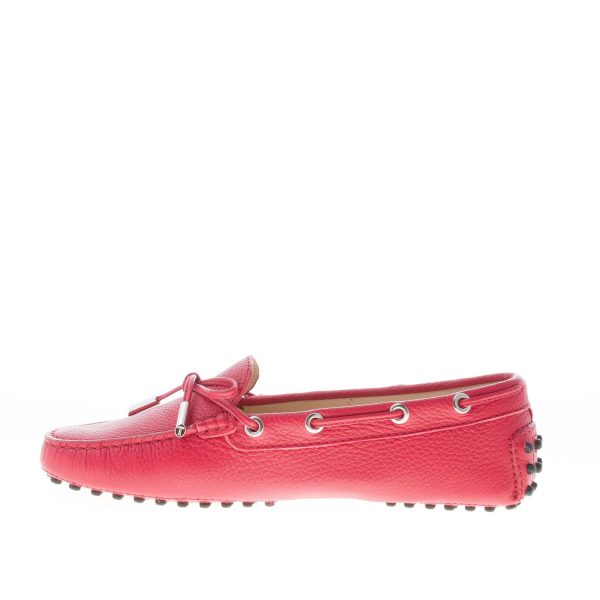 TOD'S donna mocassino gommini in pelle martellata ROSSO con laccetto - immagine 5