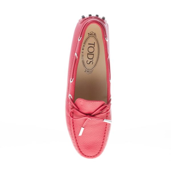 TOD'S donna mocassino gommini in pelle martellata ROSSO con laccetto - immagine 7