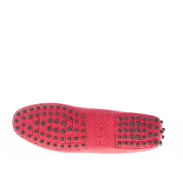 TOD'S donna mocassino gommini in pelle martellata ROSSO con laccetto - immagine 8
