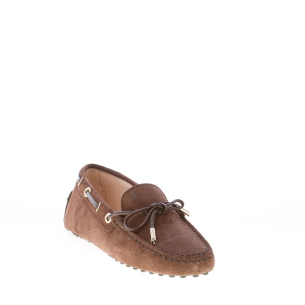TOD'S donna mocassino gommini in camoscio MARRONE con laccetto - immagine 2