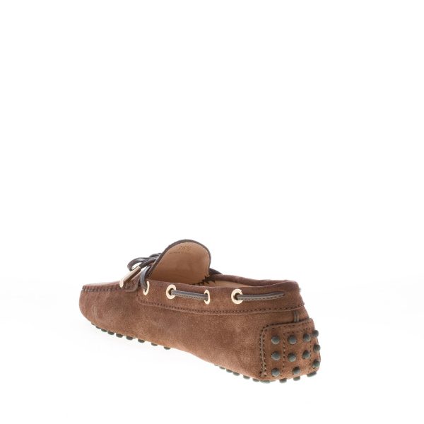 TOD'S donna mocassino gommini in camoscio MARRONE con laccetto - immagine 4