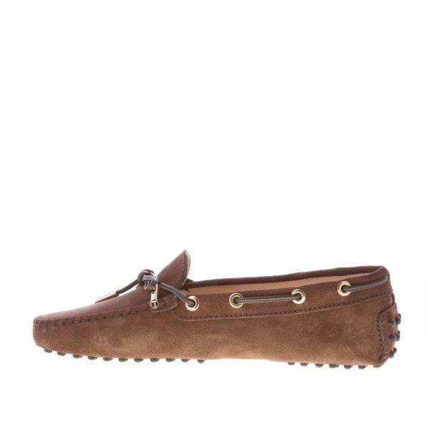 TOD'S donna mocassino gommini in camoscio MARRONE con laccetto - immagine 5