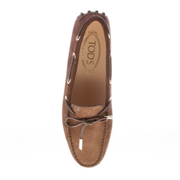 TOD'S donna mocassino gommini in camoscio MARRONE con laccetto - immagine 7