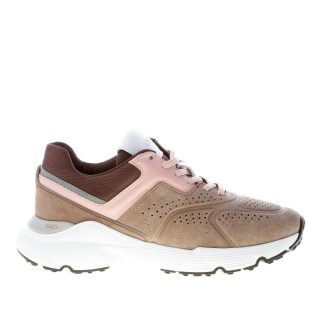 TOD'S donna sneaker in camoscio BEIGE più rosa con macro suola