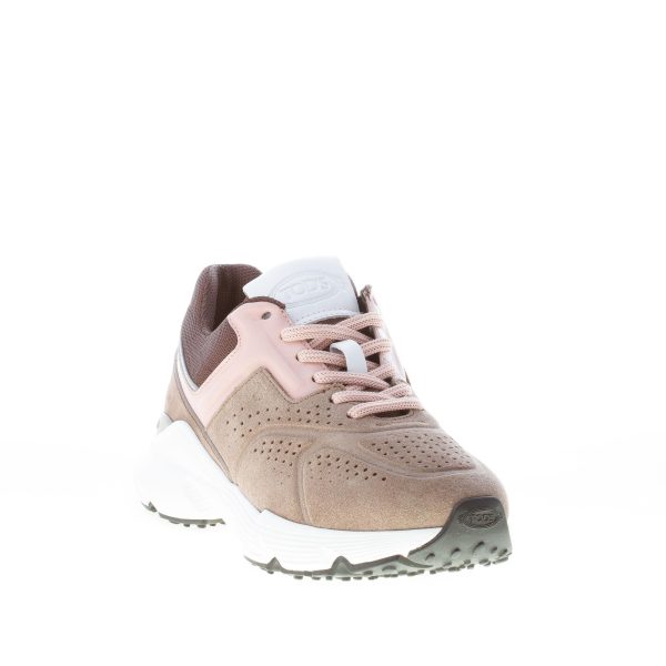 TOD'S donna sneaker in camoscio BEIGE più rosa con macro suola - immagine 2