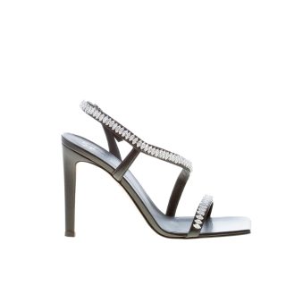 GIUSEPPE ZANOTTI donna sandalo Swami in pelle NERO con cristalli. Tacco 10,5 cm