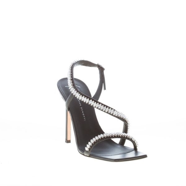 GIUSEPPE ZANOTTI donna sandalo Swami in pelle NERO con cristalli. Tacco 10,5 cm - immagine 2