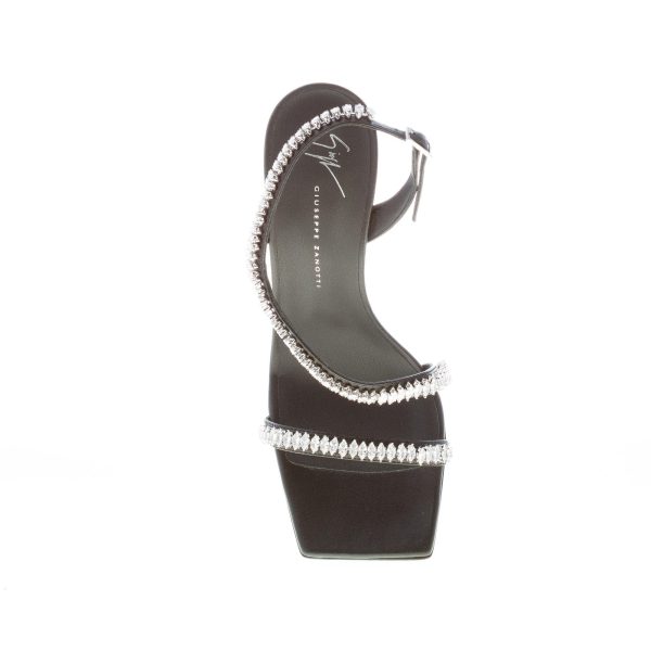 GIUSEPPE ZANOTTI donna sandalo Swami in pelle NERO con cristalli. Tacco 10,5 cm - immagine 7