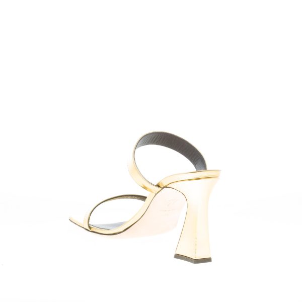 GIUSEPPE ZANOTTI donna sandalo slide Flaminia in pelle specchiata ORO. Tacco 8,5 cm - immagine 4