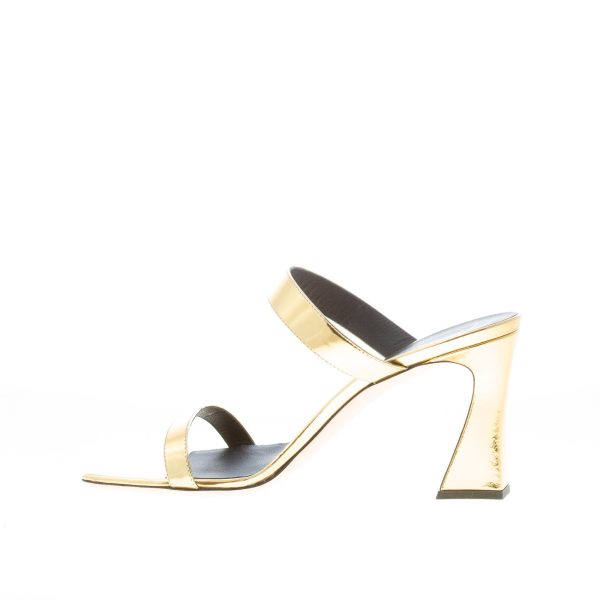 GIUSEPPE ZANOTTI donna sandalo slide Flaminia in pelle specchiata ORO. Tacco 8,5 cm - immagine 5