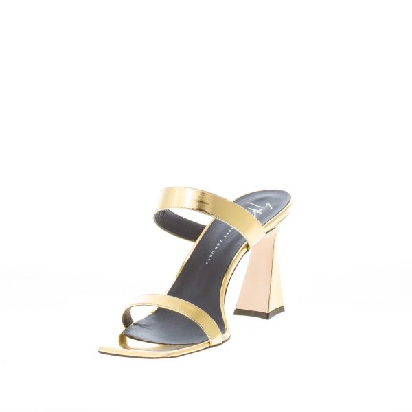 GIUSEPPE ZANOTTI donna sandalo slide Flaminia in pelle specchiata ORO. Tacco 8,5 cm - immagine 6