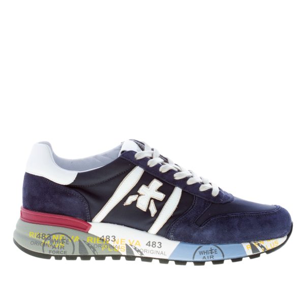 PREMIATA uomo sneaker Lander 5675 in camoscio e tessuto nylon BLU più bianco
