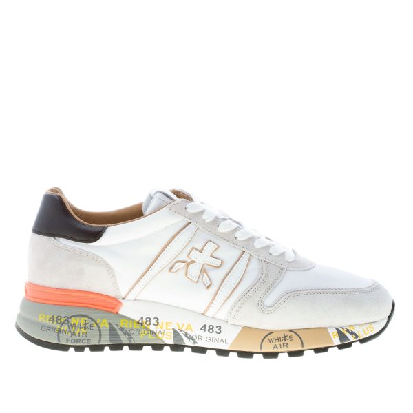 PREMIATA uomo sneaker Lander 5678 in camoscio e tessuto nylon BIANCO e grigio
