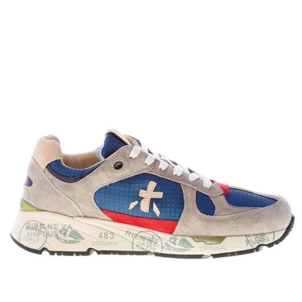 PREMIATA uomo sneaker Mase 5169 in camoscio GRIGIO e tessuto BLU