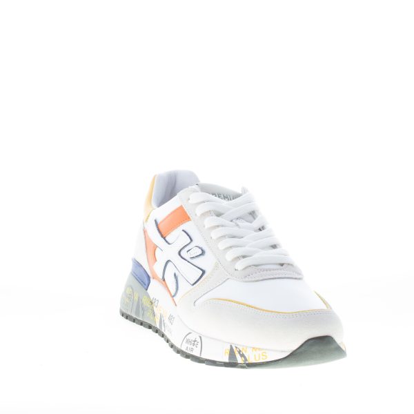 PREMIATA uomo sneaker Mick 5696 in tessuto tecnico e camoscio BIANCO più arancione e giallo - immagine 2