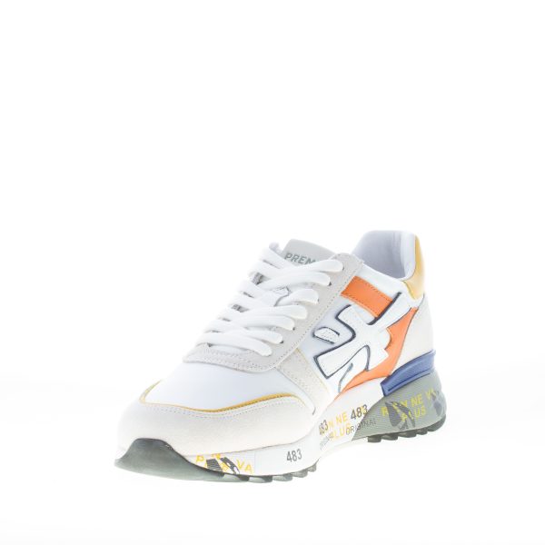 PREMIATA uomo sneaker Mick 5696 in tessuto tecnico e camoscio BIANCO più arancione e giallo - immagine 6