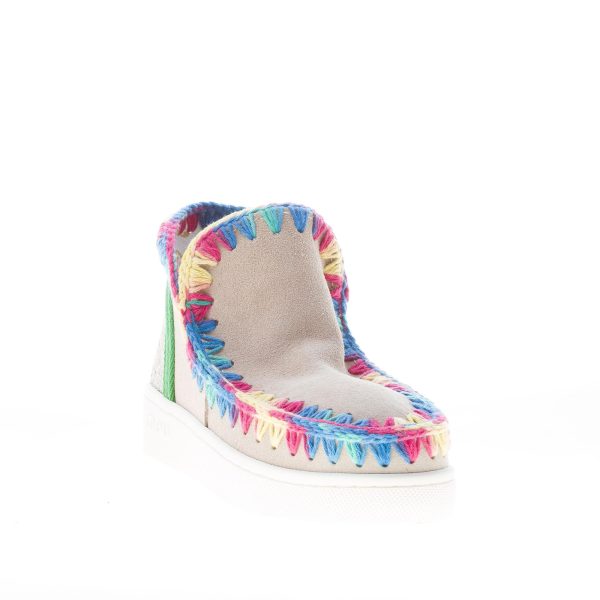 MOU donna Summer Eskimo Sneaker in camoscio BEIGE con uncinetto colorato - immagine 2