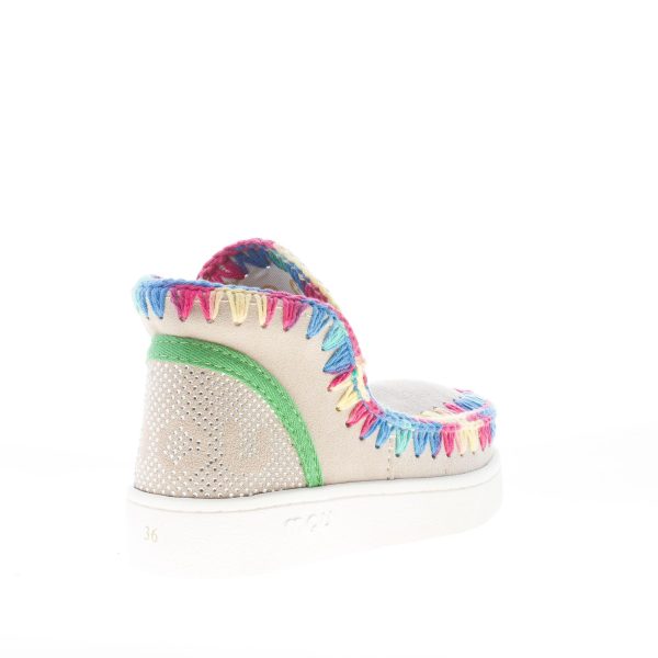 MOU donna Summer Eskimo Sneaker in camoscio BEIGE con uncinetto colorato - immagine 3